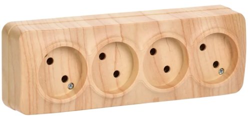 Розетка без заземления накладная IEK Glory РС24-2-ХС 4-м. сосна картинка